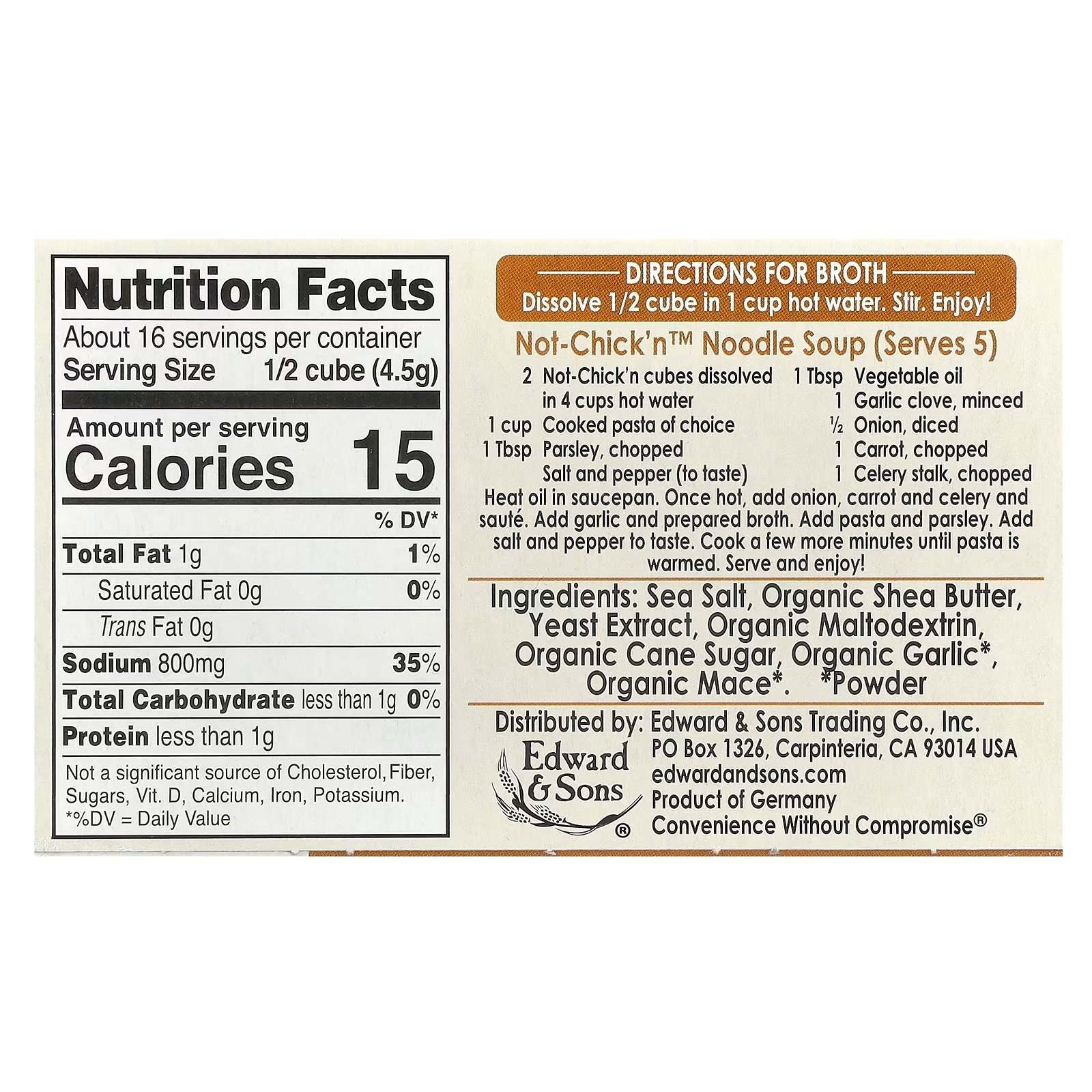 cubos de caldo not chick'n™, 8 cubos edward & sons cubos de caldo not chick'n™, 8 cubos edward & sons