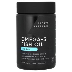 Óleo de peixe Ômega 3, minigel, 120 cápsulas softgel sports research